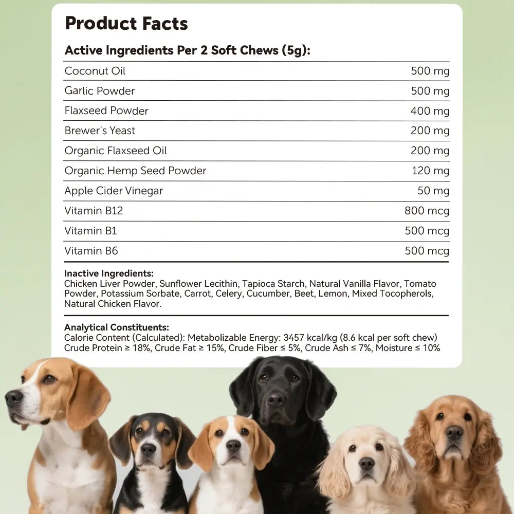 Ourcares Natural Outdoor Defense Dog Chewables – 12 Count Chicken-Flavored Chews with Coconut Oil & Vitamins for Comprehensive Pet Wellness & External Protection Support,Glb
