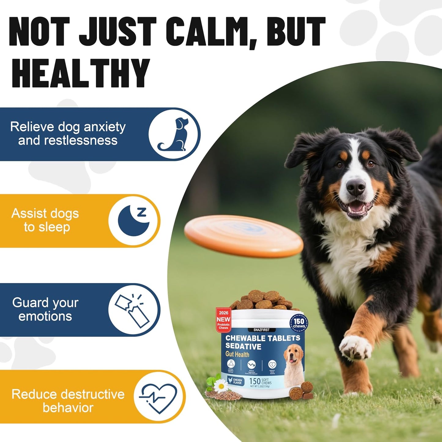 Calming Chews for Dogs, Dog Calming Chews Melatonin Relief Anxiety Bites | Dog Melatonin Calming Treats, Sleep Aid for Small Medium Large Dogs, Thunder, Noise, Barking, Separation Anxiety, 150 Chews