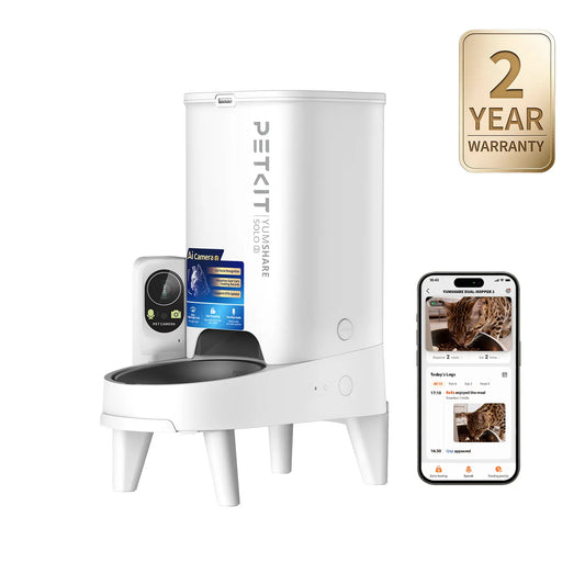 AI Pet Food Feeder with Camera - PETKIT Yumshare Solo 2 - Facial Recognition for up to 15 Pets, Live Video Streaming, App Control, Customized Meal Plans (For Dogs & Cats), Food Feeders