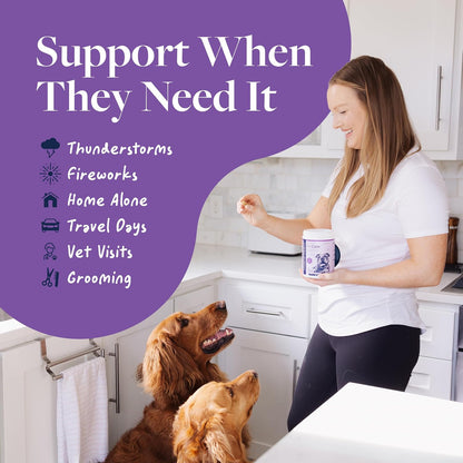 Pet Calm 60Ct – Vet-Formulated Calming Chews for Dogs with L-Theanine, L-Tryptophan for Behavior Support, Relaxation Treats, Puppy Chews for Stressful Situations, Dog Calming Aid