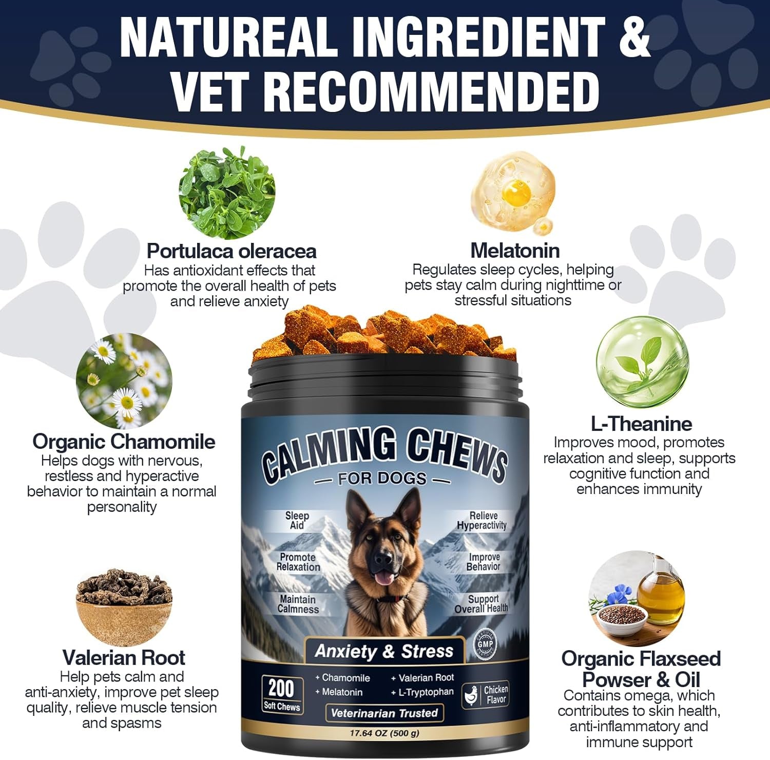 Dog Calming Chews 200Ct, for Small/Medium/Large Dogs