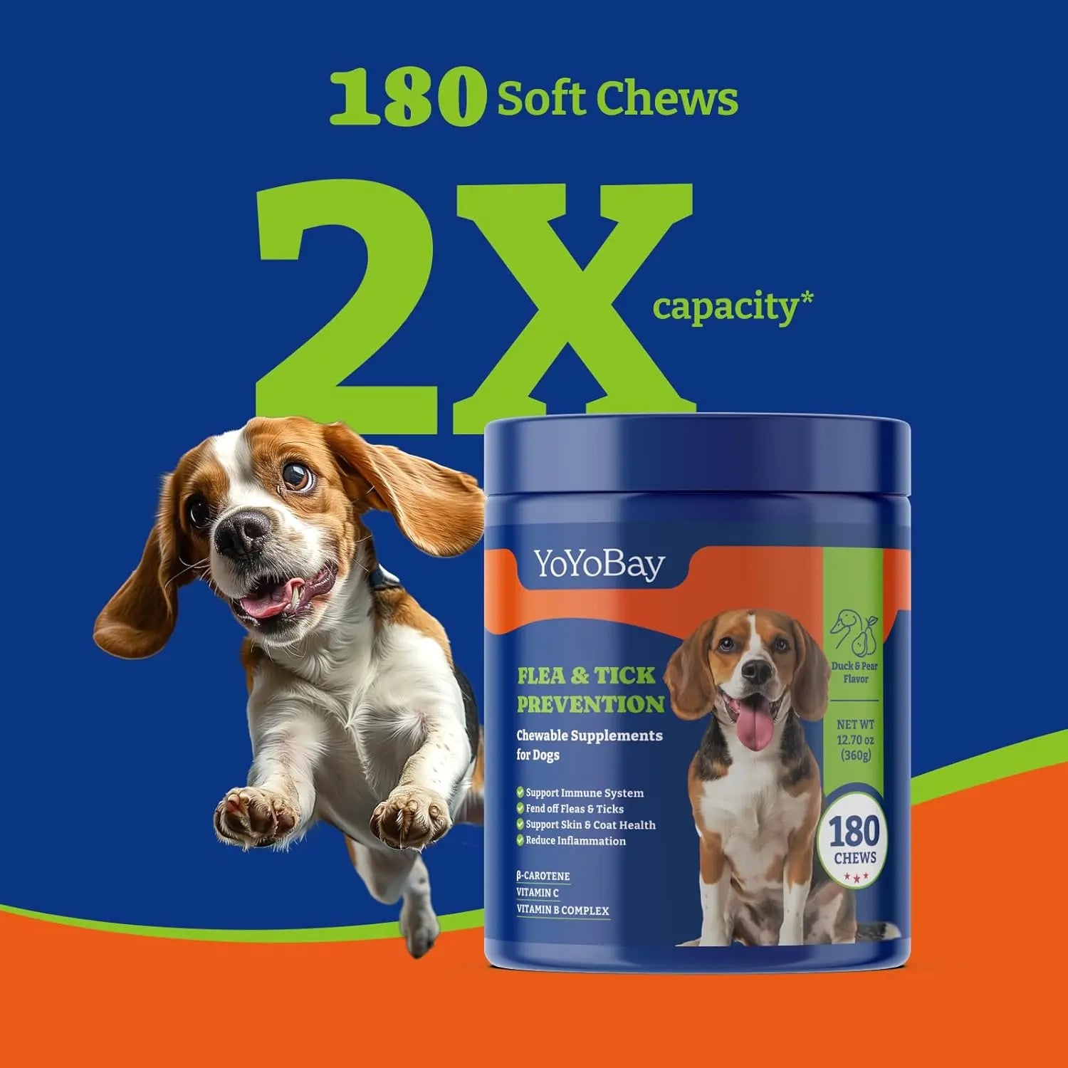 Flea and Tick Prevention Chews for Dogs - 180 Soft Chews, Three Flavors- Duck & Pear, Salmon & Blueberry, Turkey & Pumpkin - Yoyobay Dog Flea and Tick Support Chewable, Natural Defense - Dog Immune Support Supplement #Summervibes #Petlovers