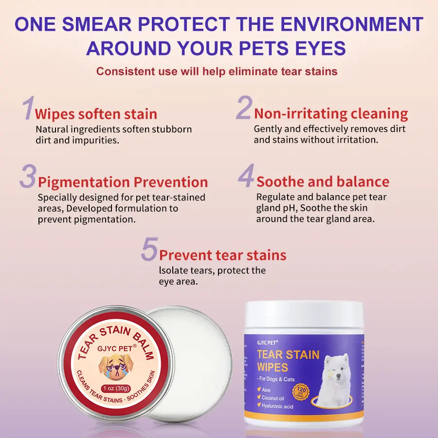 PET Pet Tear Stain Protection Cream with Professional Brush for Dog and Cat Eye Care, Natural Anti-Tear, Gentle Cleaning, Removes Tear Stains from Dogs and Cats, Remarkable Effect without Irritation