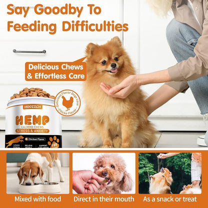 Hemp Calming Chews for Dogs, 180 Count Dogs Calming Chews, Anxiety Relief Treats for Stress Relief, Separation Aid, Barking, Composure, Promote Relaxation, Chicken Flavor
