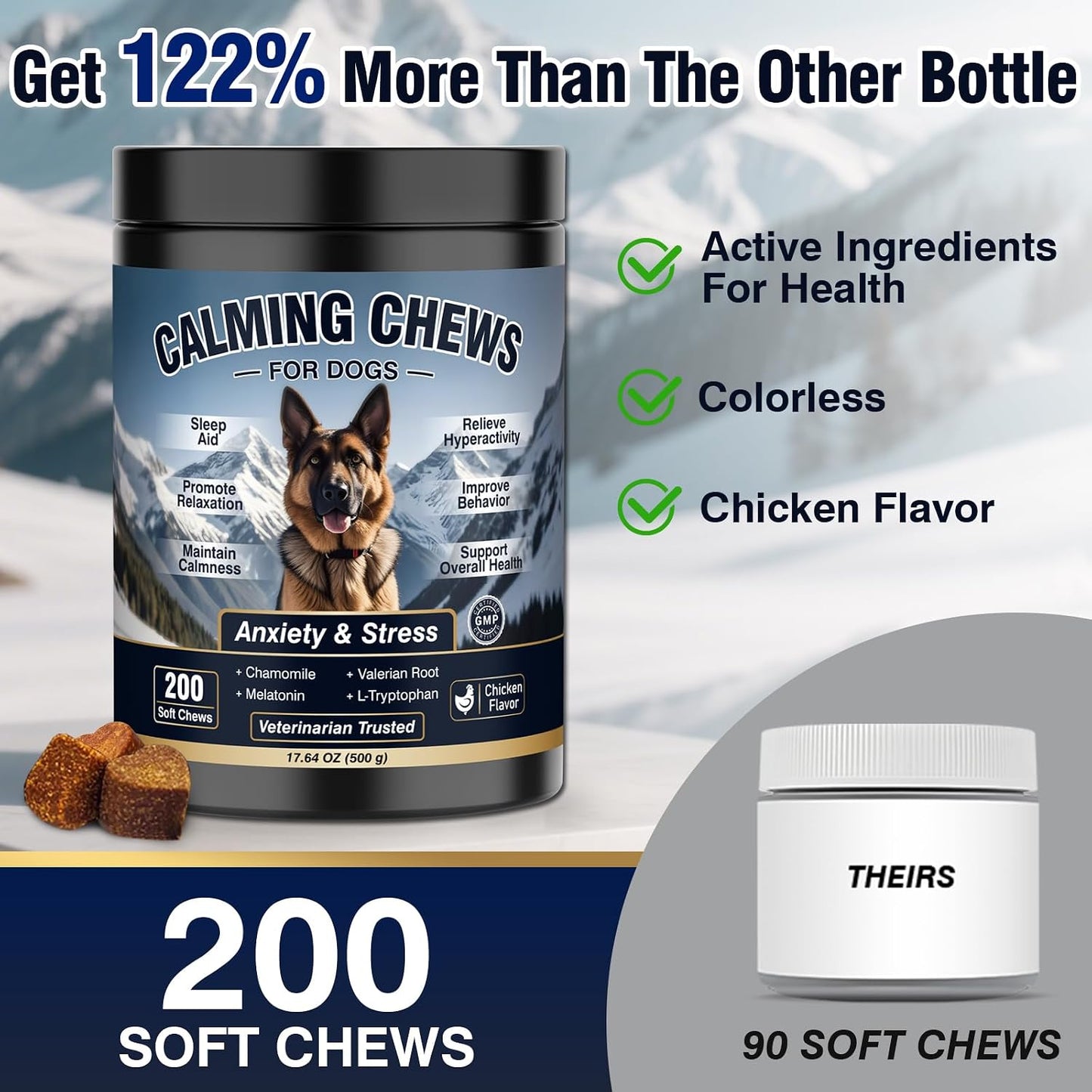 Dog Calming Chews 200Ct, for Small/Medium/Large Dogs