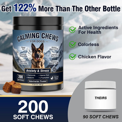 Dog Calming Chews 200Ct, for Small/Medium/Large Dogs
