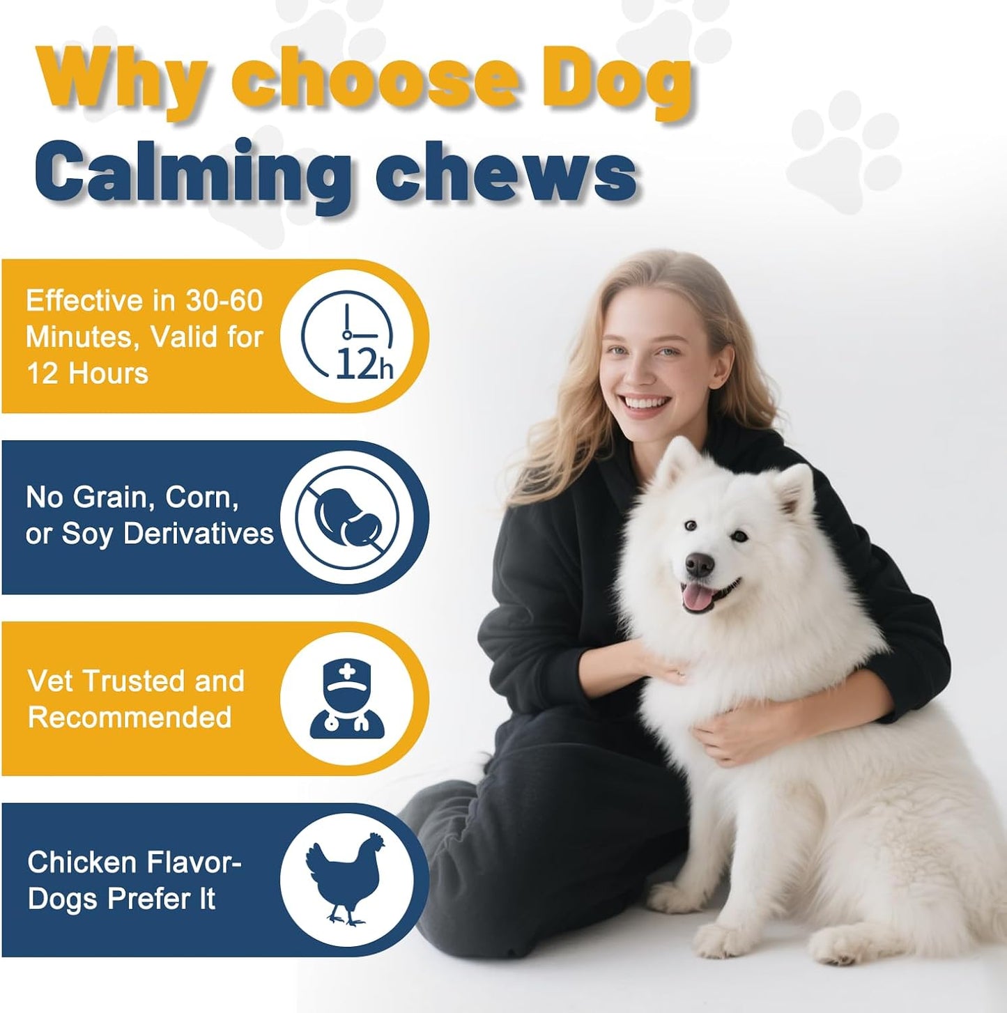 Calming Chews for Dogs, Dog Calming Chews Melatonin Relief Anxiety Bites | Dog Melatonin Calming Treats, Sleep Aid for Small Medium Large Dogs, Thunder, Noise, Barking, Separation Anxiety, 150 Chews