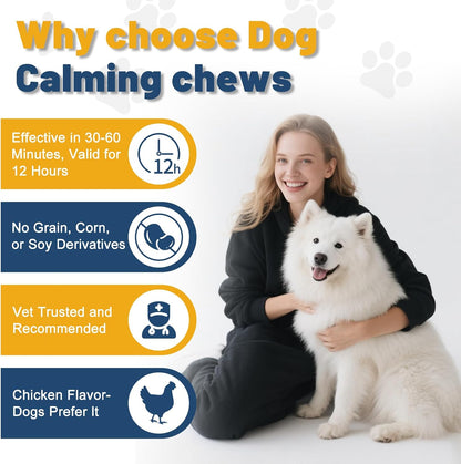 Calming Chews for Dogs, Dog Calming Chews Melatonin Relief Anxiety Bites | Dog Melatonin Calming Treats, Sleep Aid for Small Medium Large Dogs, Thunder, Noise, Barking, Separation Anxiety, 150 Chews