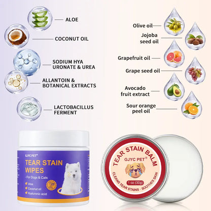 PET Pet Tear Stain Protection Cream with Professional Brush for Dog and Cat Eye Care, Natural Anti-Tear, Gentle Cleaning, Removes Tear Stains from Dogs and Cats, Remarkable Effect without Irritation