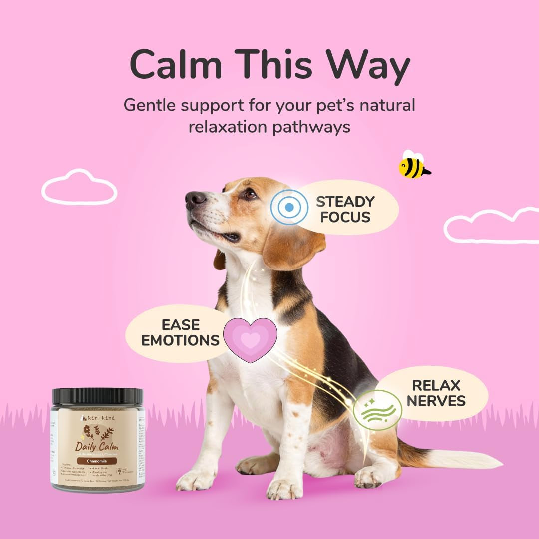 Calm Power Supplement for Dogs and Cats – Natural Dog Calming and Cat Calming Support with Organic Chamomile, Thyme, Apple Pomace, Ginger & Coconut – Vet Formulated - Made in USA – 8 Oz