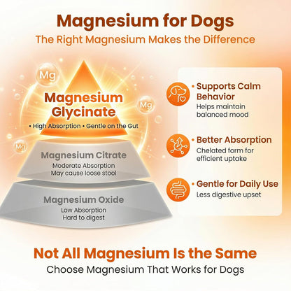 Calming Chews for Dogs, Dog Calming Supplement | Magnesium Glycinate, Melatonin & L-Theanine for Anxiety, Stress, Travel & Separation,90 Count