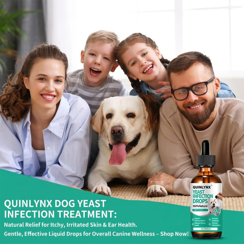 Dog Yeast Infection Treatment Drops – Treats Canine Ear & Paw Yeast Infections, Relieves Irritation, Inflammation & Allergies, Multivitamin Probiotic Supplement for Dogs