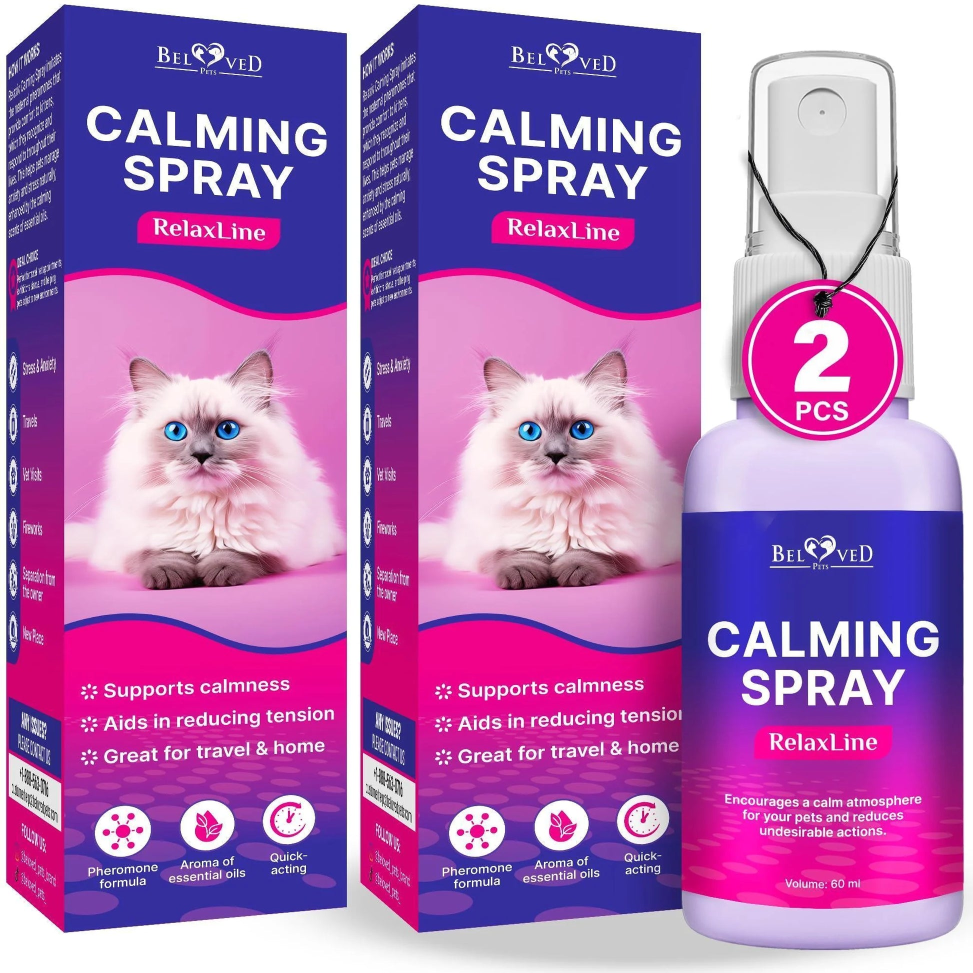 Calming Pheromone & Scratch-Repellent Spray for Cats 100 Ml 2-Pack