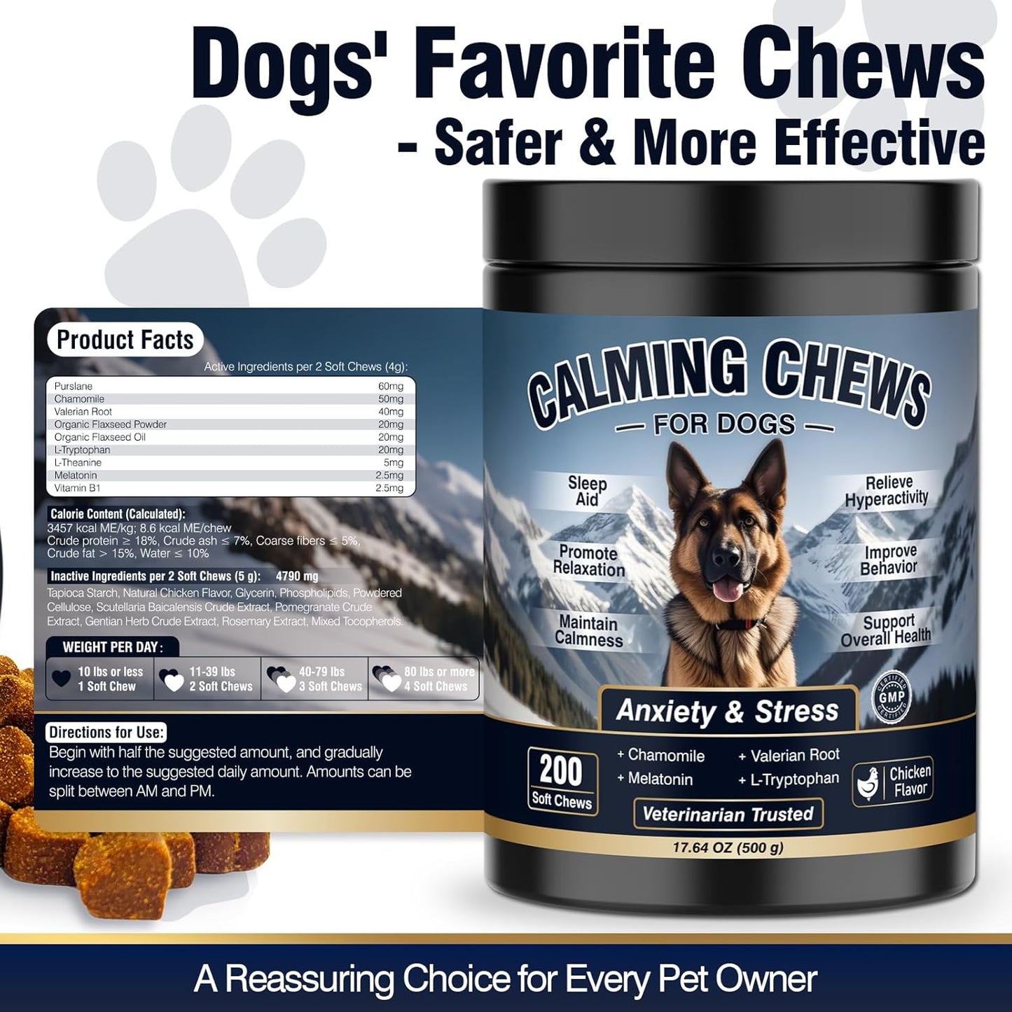 Dog Calming Chews 200Ct, for Small/Medium/Large Dogs