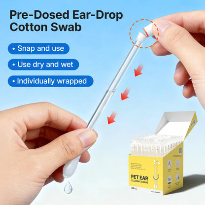 Pawfirst 100 Pack Pet Ear Cleaning Swabs, Break-To-Release Disposable Ear Cleaner for Dogs & Cats, Soothing Aloe & Chamomile Formula for Earwax & Odor