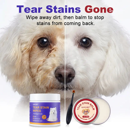 PET Pet Tear Stain Protection Cream with Professional Brush for Dog and Cat Eye Care, Natural Anti-Tear, Gentle Cleaning, Removes Tear Stains from Dogs and Cats, Remarkable Effect without Irritation