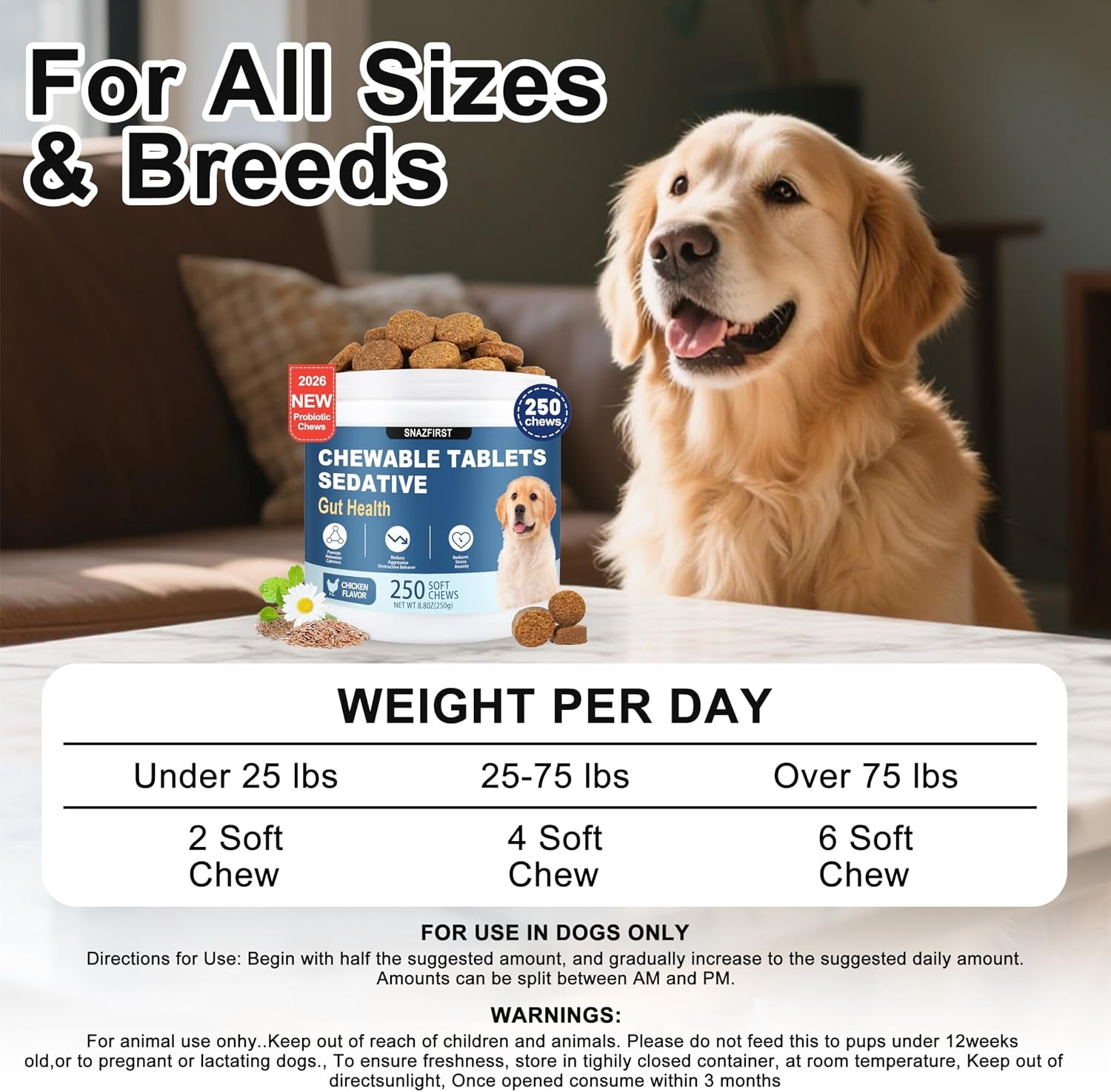 Calming Chews for Dogs, Dog Calming Chews Melatonin Relief Anxiety Bites | Dog Melatonin Calming Treats, Sleep Aid for Small Medium Large Dogs, Thunder, Noise, Barking, Separation Anxiety, 150 Chews