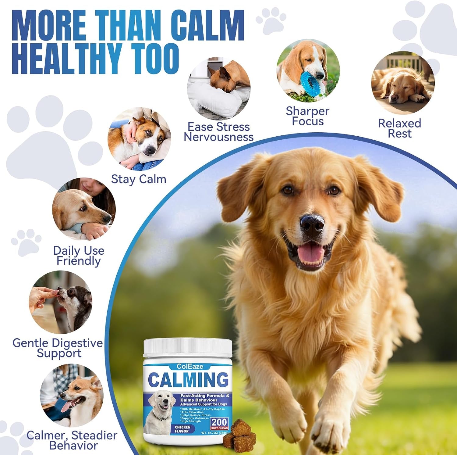 Dog Calming Chews- Sleep Aid Melatonin for Dogs Anxiety Stress Relief Noise, Thunder, Barking, Separation, Calming Chews for Dogs Small Medium Large & All Breeds, 200Ct