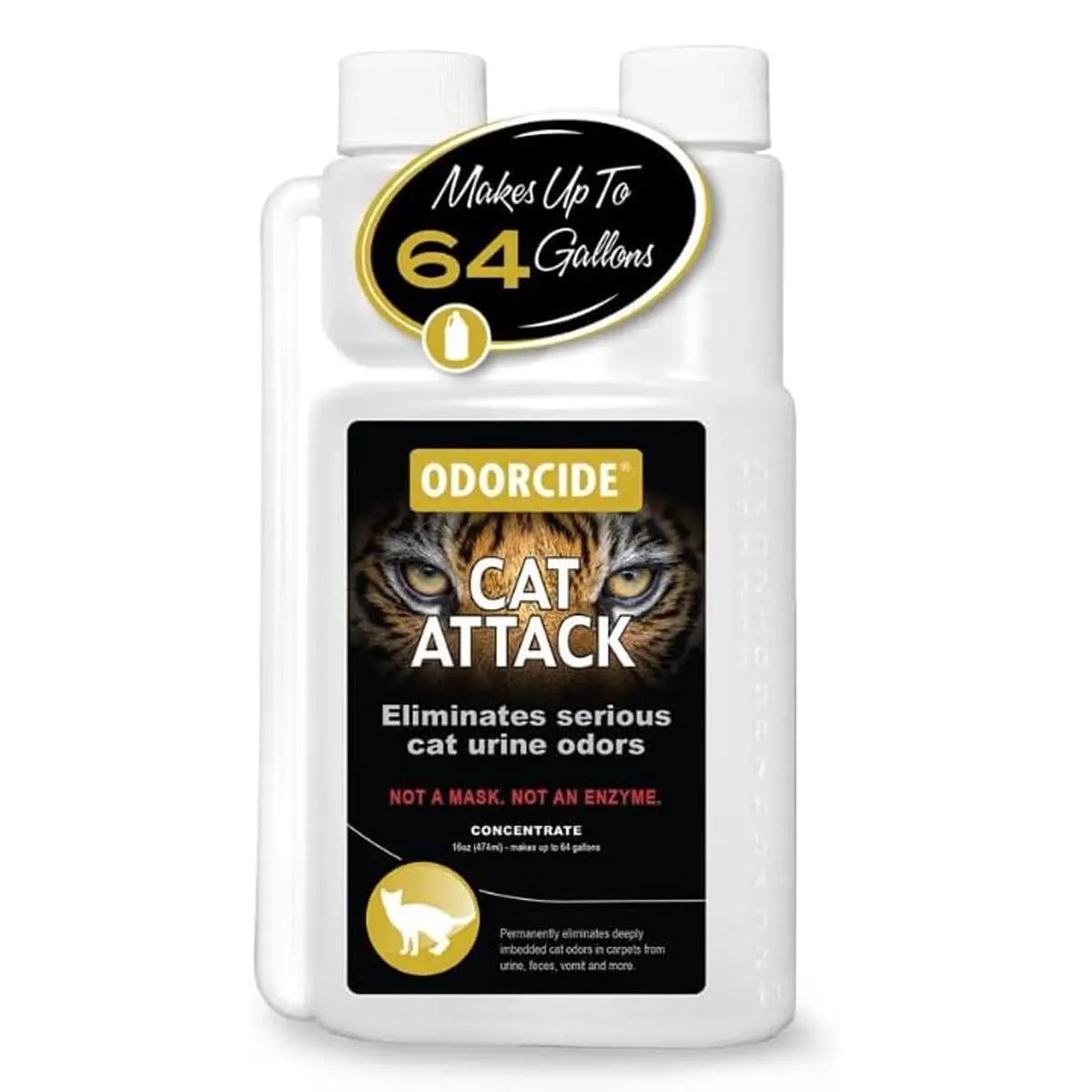 Cat Odor Remover for Carpet & Upholstery - Cat Urine Remover for Litter Box - Odorcide Cat Attack Concentrate Odor Eliminator - 16 Oz and Gallon