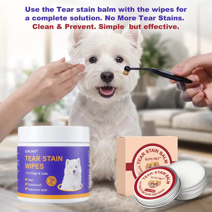 PET Pet Tear Stain Protection Cream with Professional Brush for Dog and Cat Eye Care, Natural Anti-Tear, Gentle Cleaning, Removes Tear Stains from Dogs and Cats, Remarkable Effect without Irritation