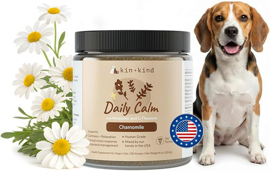 Calm Power Supplement for Dogs and Cats – Natural Dog Calming and Cat Calming Support with Organic Chamomile, Thyme, Apple Pomace, Ginger & Coconut – Vet Formulated - Made in USA – 8 Oz