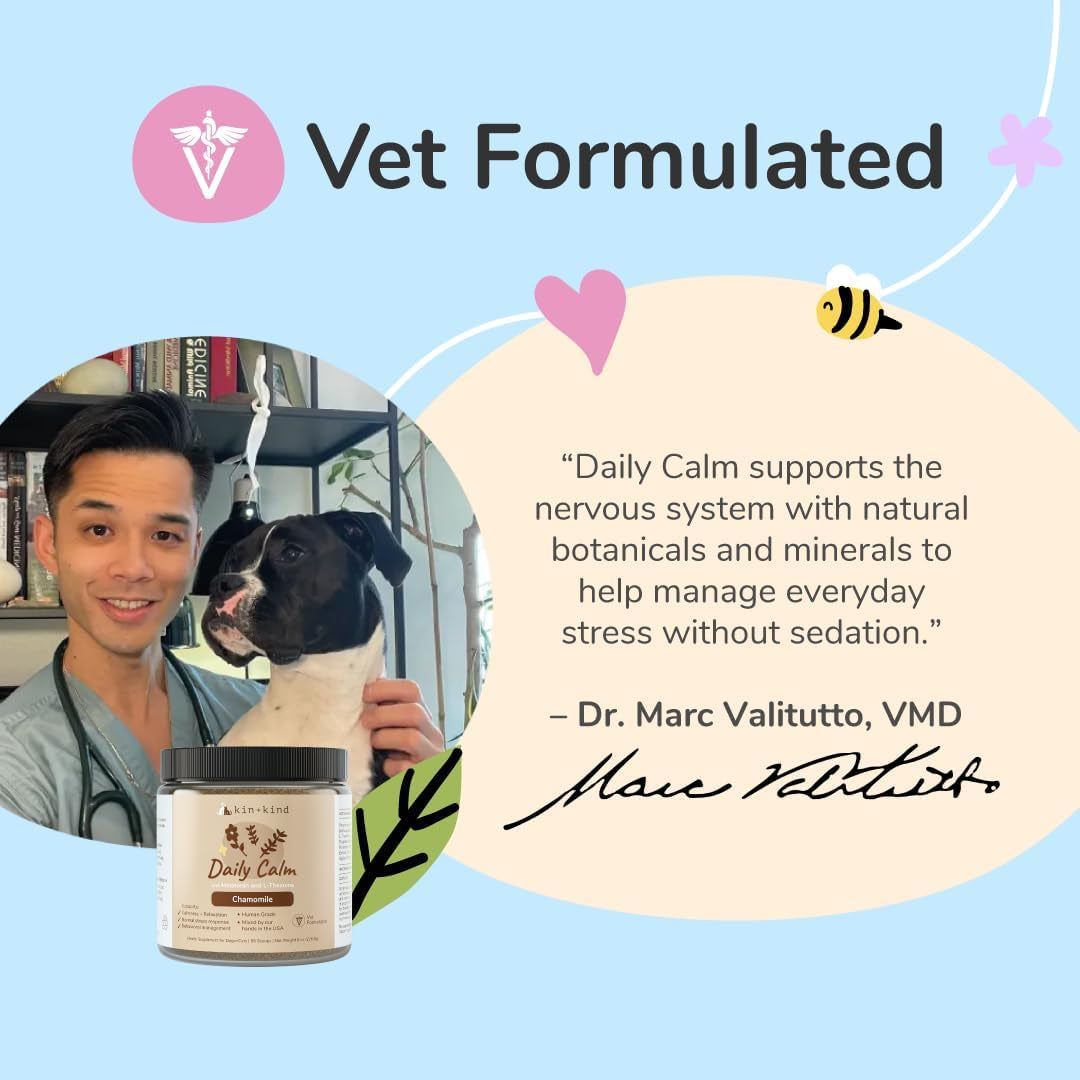 Calm Power Supplement for Dogs and Cats – Natural Dog Calming and Cat Calming Support with Organic Chamomile, Thyme, Apple Pomace, Ginger & Coconut – Vet Formulated - Made in USA – 8 Oz