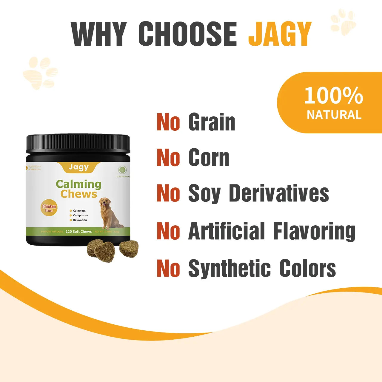 120 Natural Chicken Treats for Stress Relief & Emotional Balance, Pet Healthcare Vitamin Supplement for Dogs - Jagy Dog Calming Chews