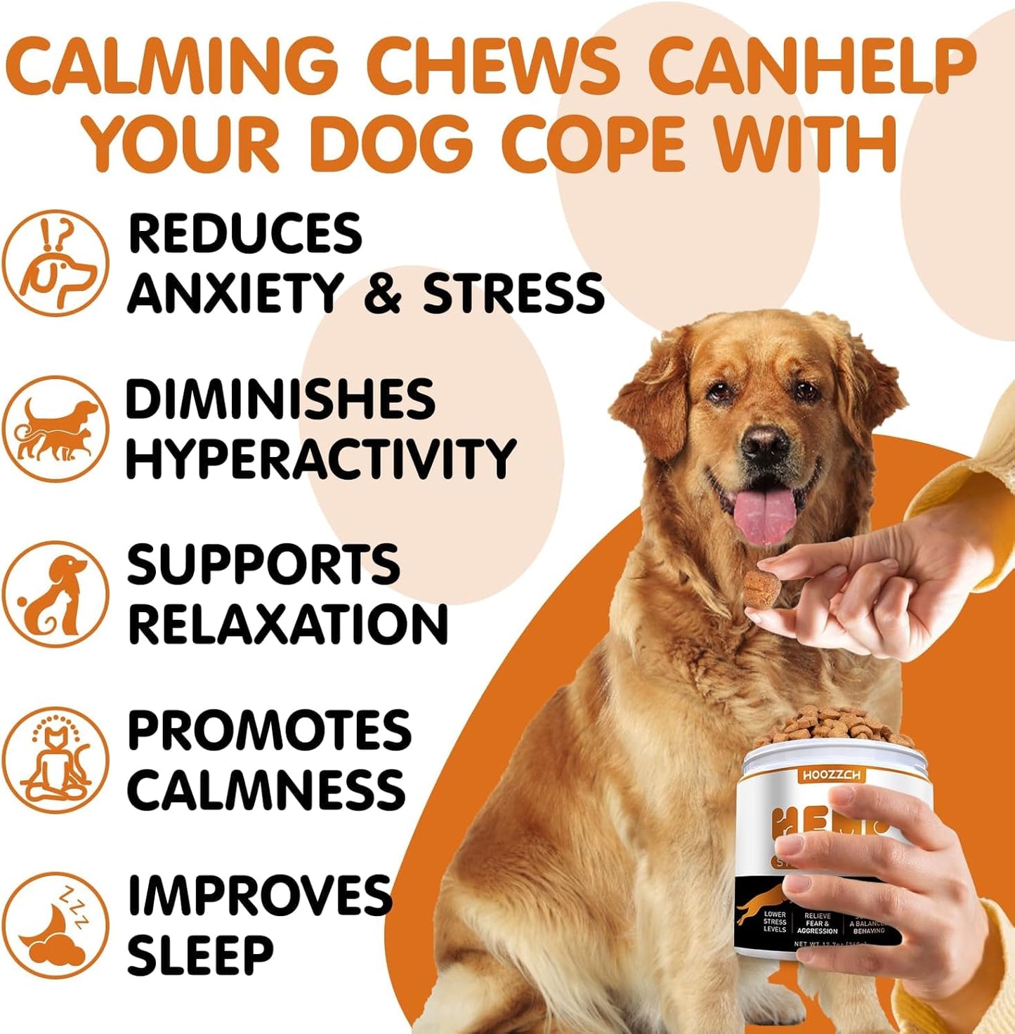 Hemp Calming Chews for Dogs, 180 Count Dogs Calming Chews, Anxiety Relief Treats for Stress Relief, Separation Aid, Barking, Composure, Promote Relaxation, Chicken Flavor