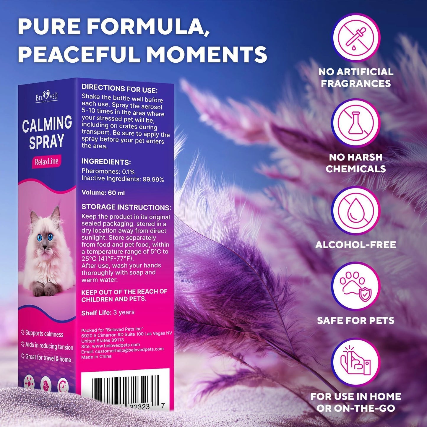Calming Pheromone & Scratch-Repellent Spray for Cats 100 Ml 2-Pack