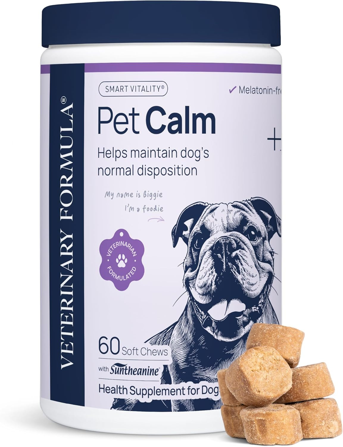 Pet Calm 60Ct – Vet-Formulated Calming Chews for Dogs with L-Theanine, L-Tryptophan for Behavior Support, Relaxation Treats, Puppy Chews for Stressful Situations, Dog Calming Aid