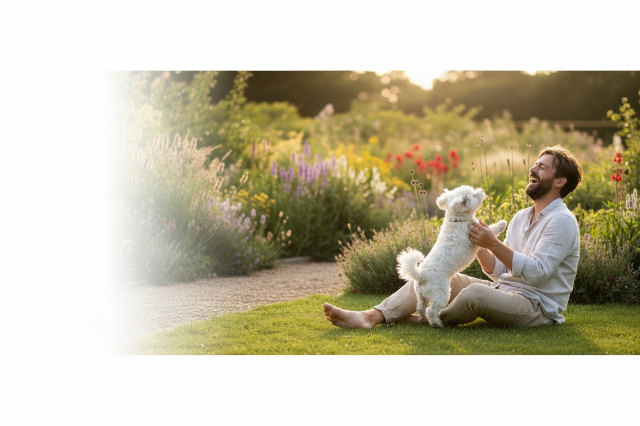 Hero - Man and Dog, smaller, fade at 40%